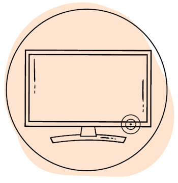 Illustration of TV with standby light.