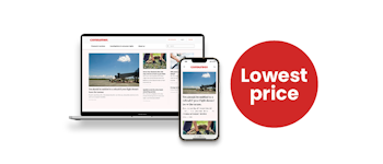 Graphic of laptop and phone showing Consumer NZ website, with a red circle featuring the words 'Lowest price'.