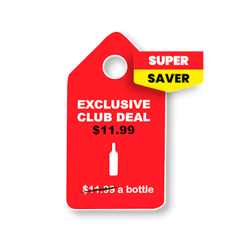 Red price label with misleading pricing.