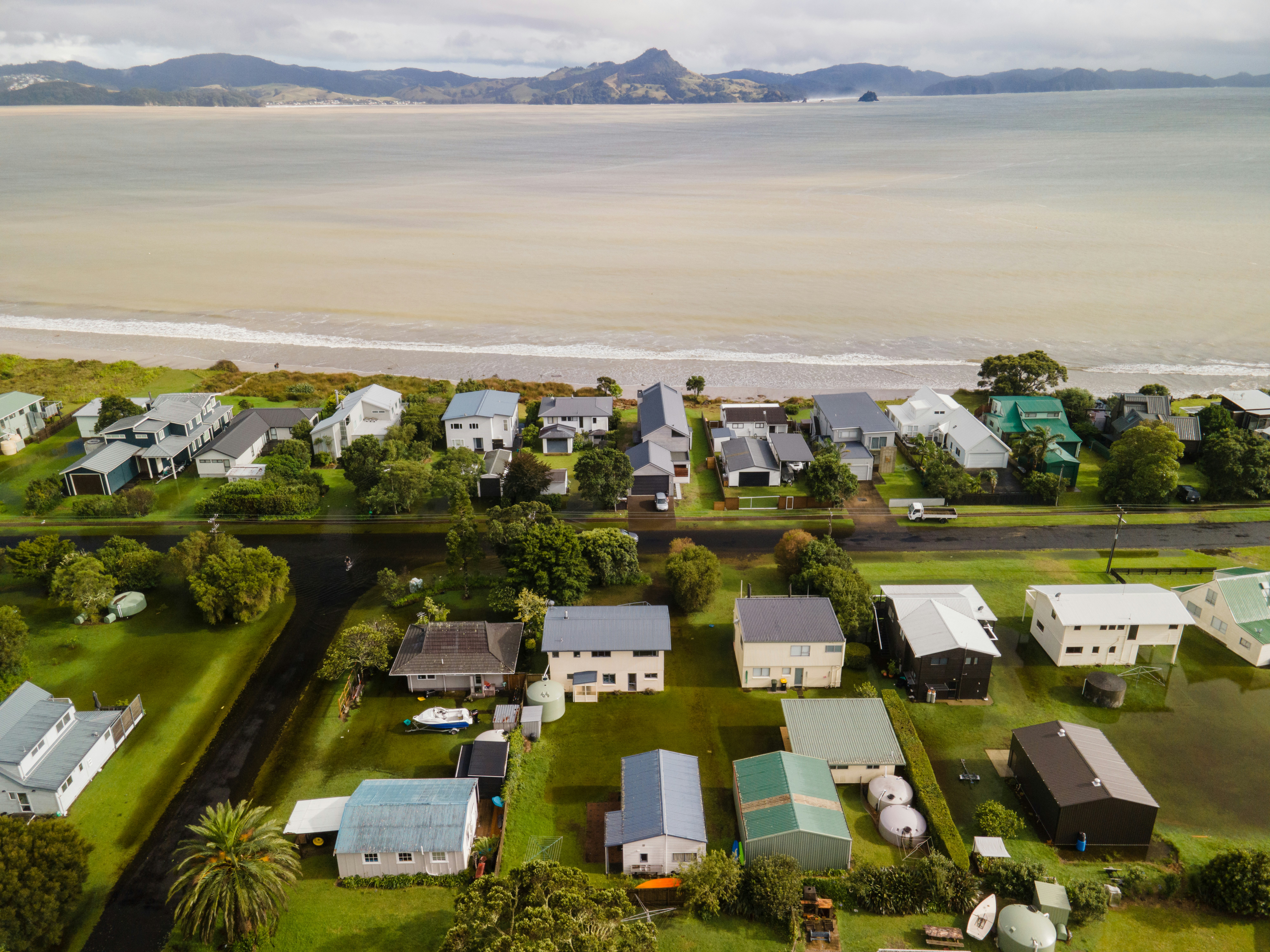 Cooks Beach, Coromandel Peninsula after Cyclone Gabrielle in New Zealand.