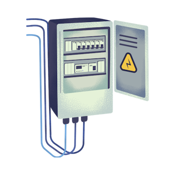 Illustration of mains power box.