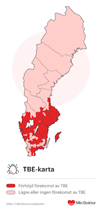 Riskområde för TBE 2025 TBE-karta 2024