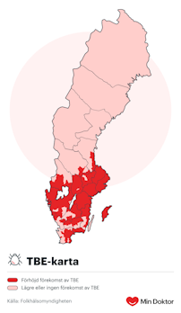 Riskområde för TBE 2025 TBE-karta 2024