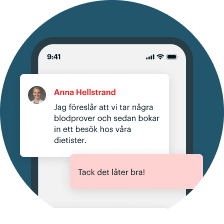 Bild på en chat konversation mellan patient och läkare om viktnedgång