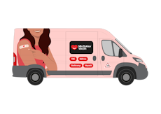 Min Doktors vaccinbuss Illustrerad bild på Min Doktors vaccinbuss