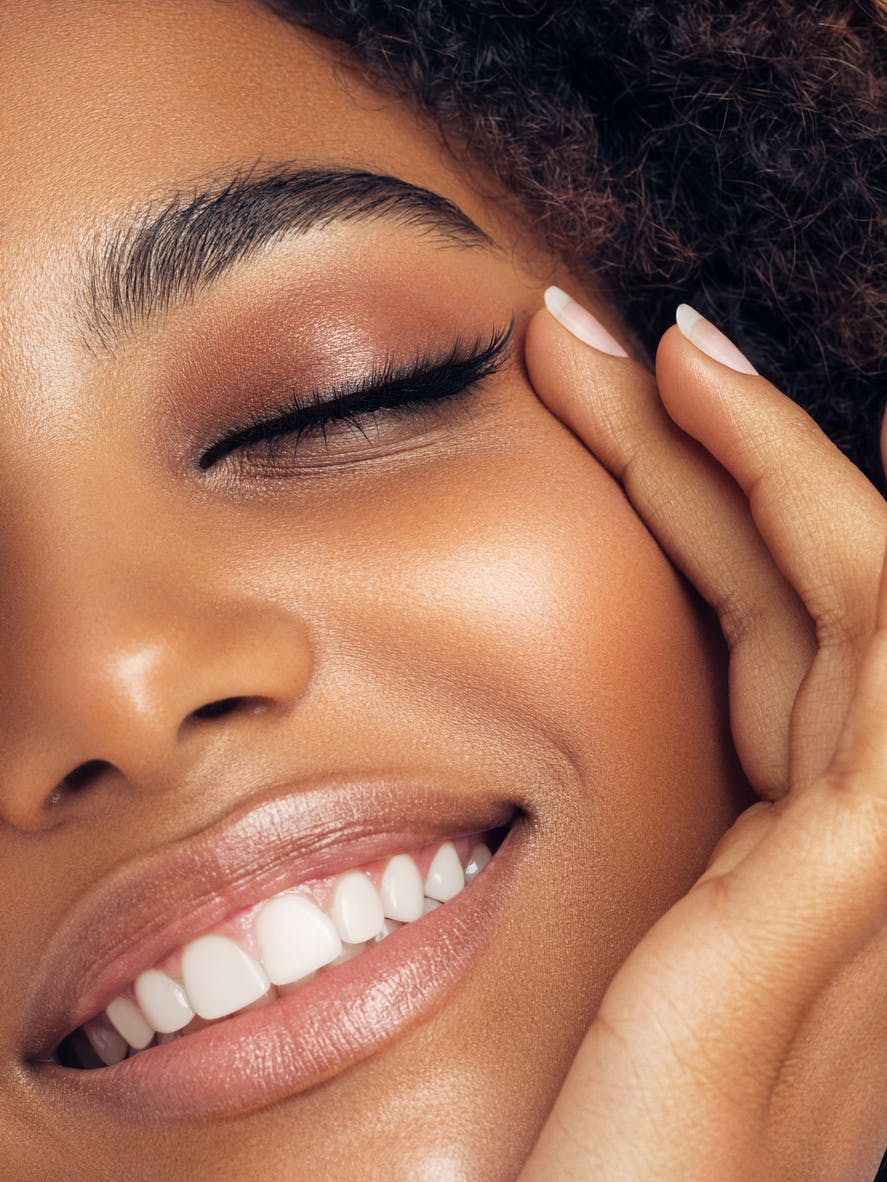 Closeup of one side of a woman's face