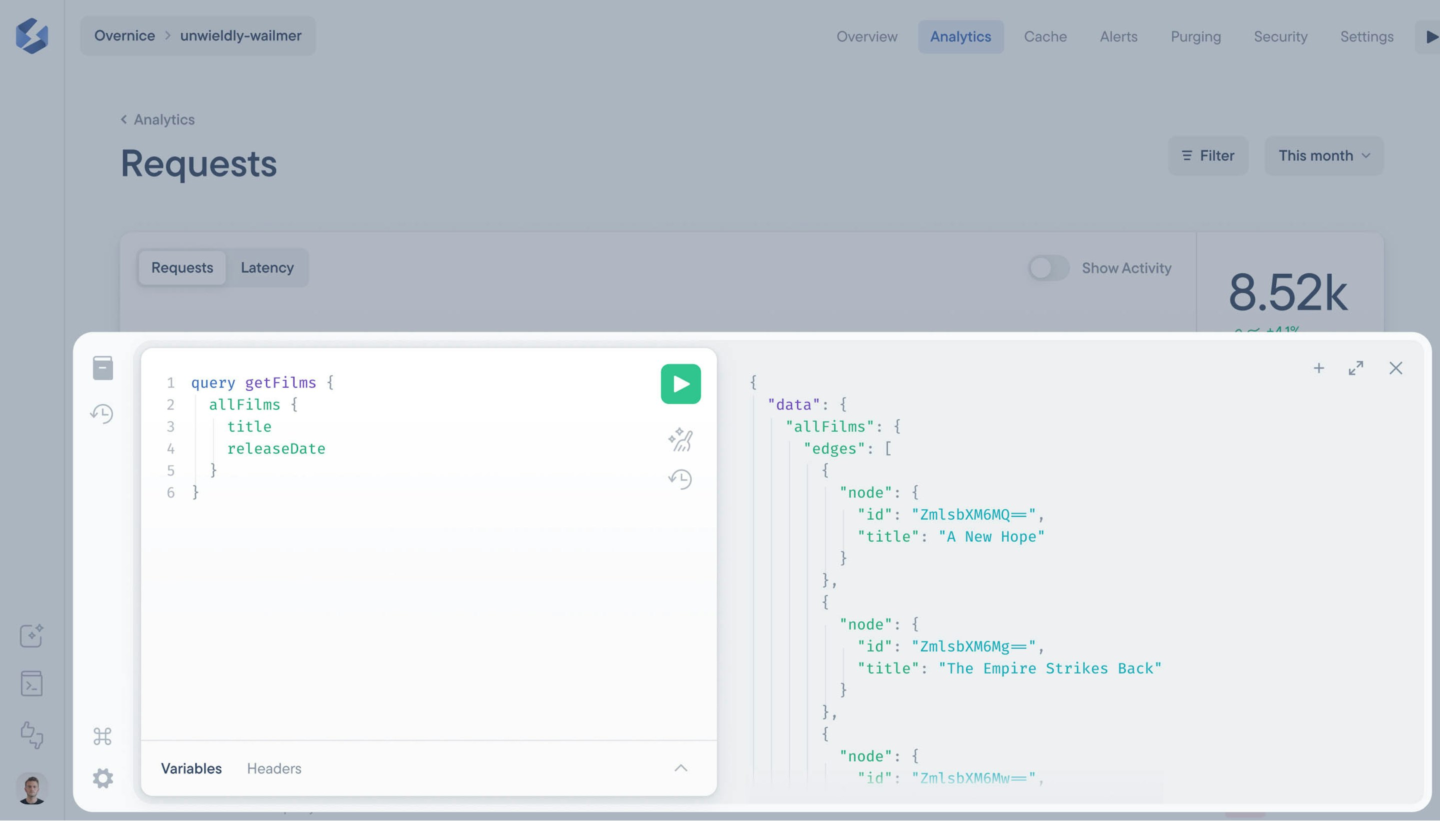 GraphiQL embedded into Stellate product