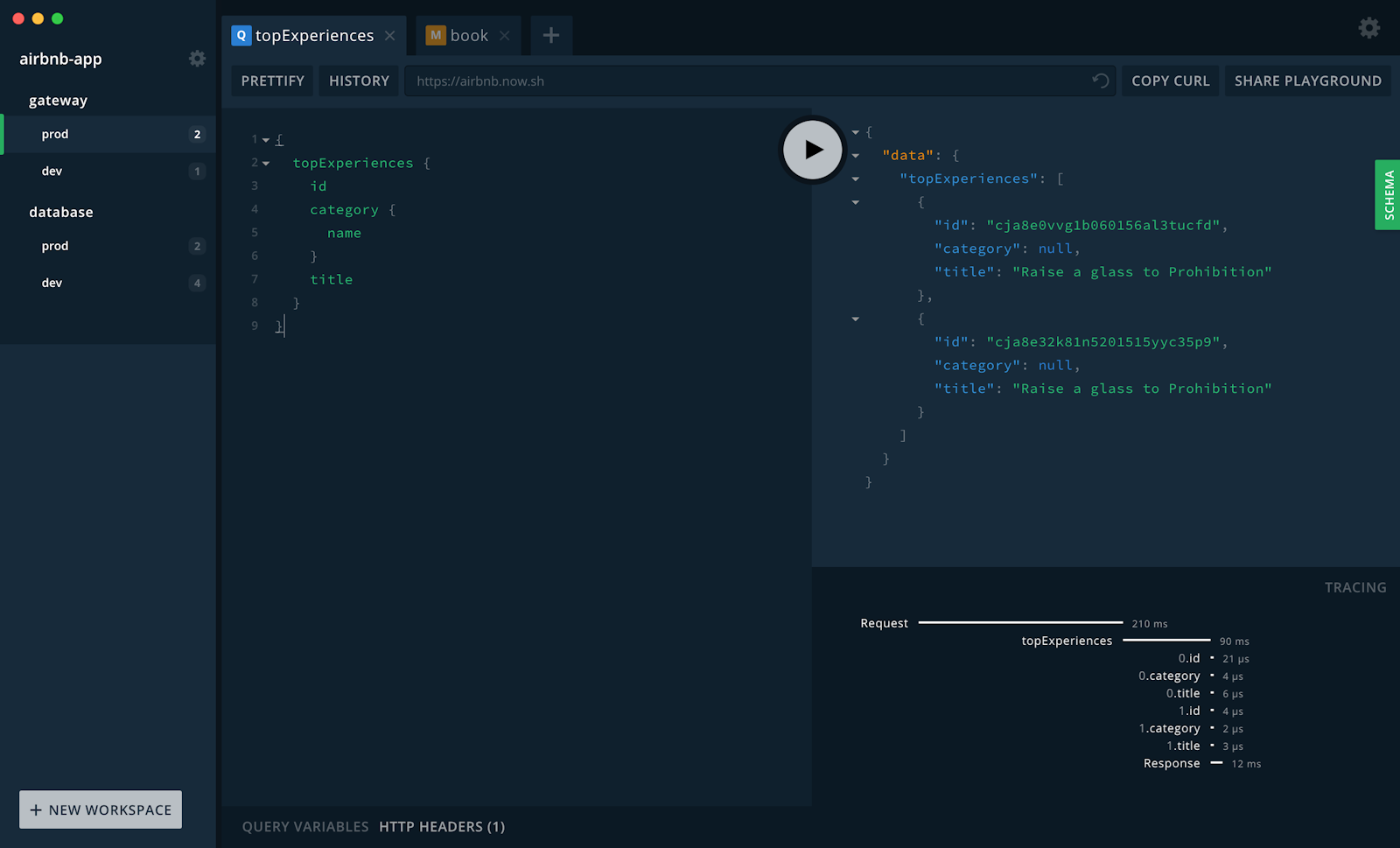 GraphQL Playground Interface