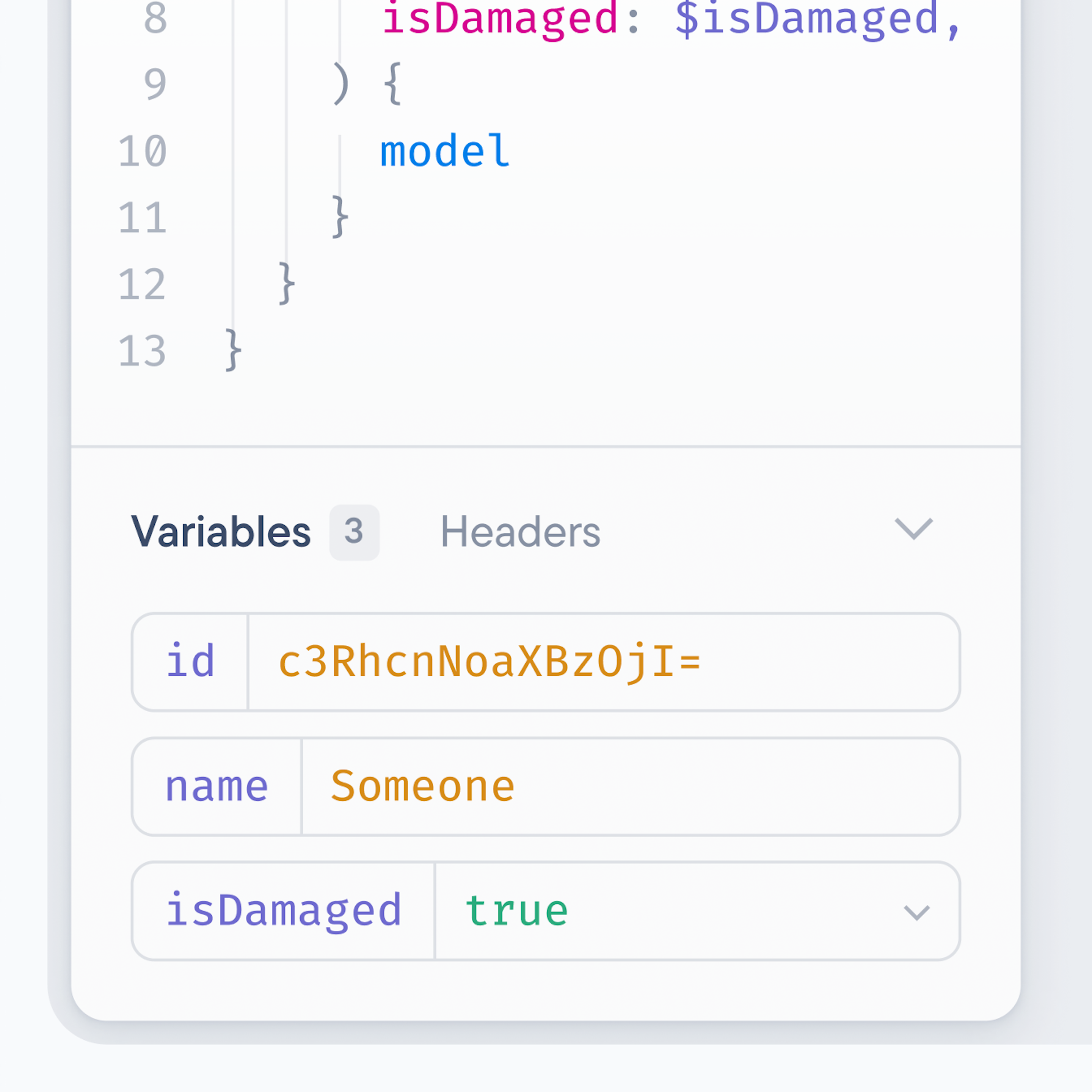 Custom variable displays in the new GraphiQL