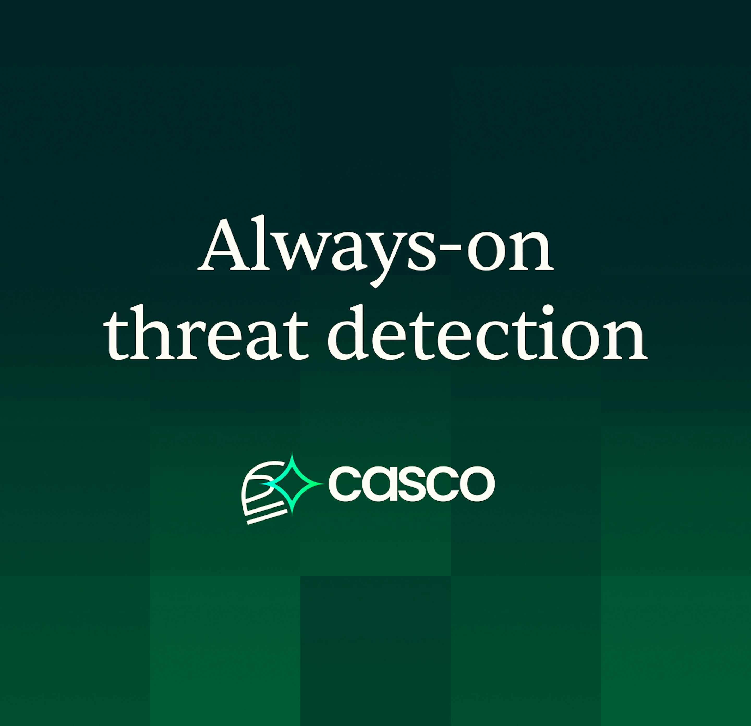 Casco slogan graphic reading Always-on AI pentests for apps, APIs and agents over a dark textured background