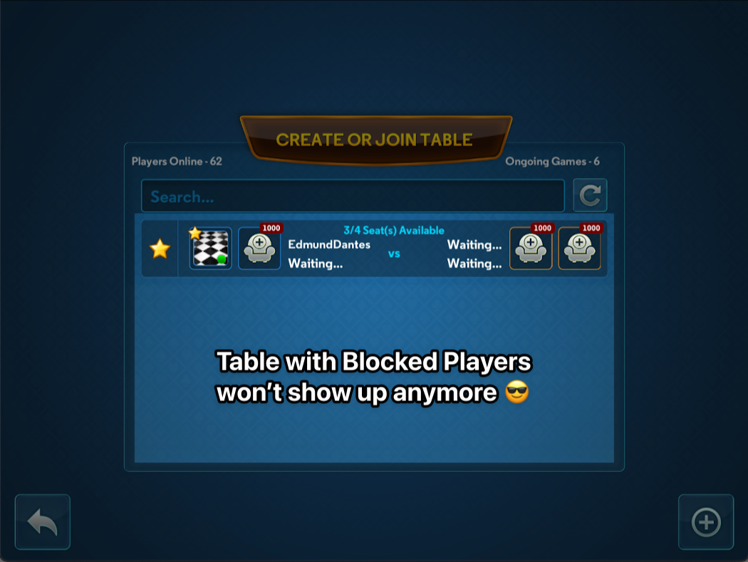 Tables with Blocked Players won't show up anymore