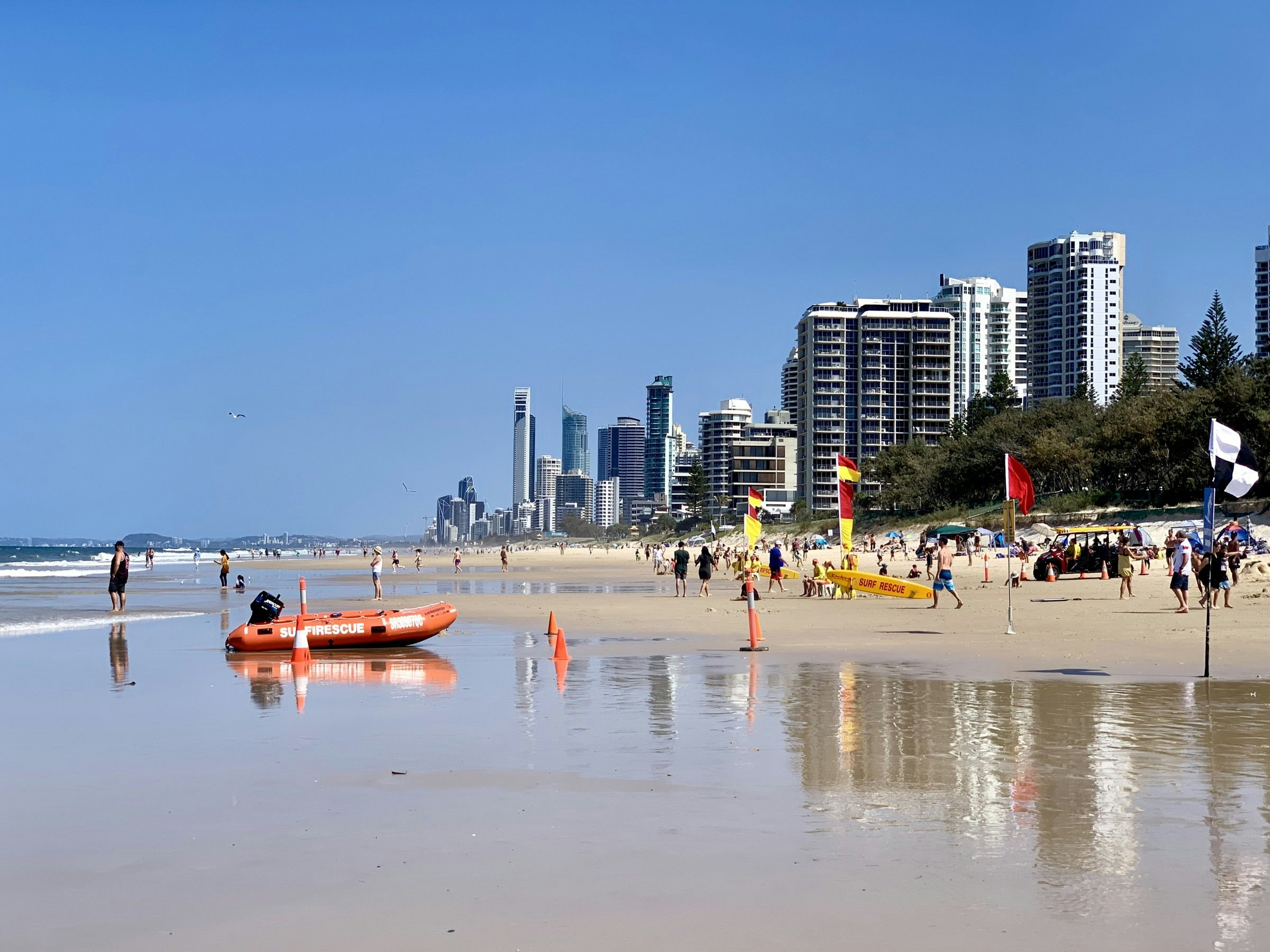 Main Beach, Gold Coast, at low tide looking north