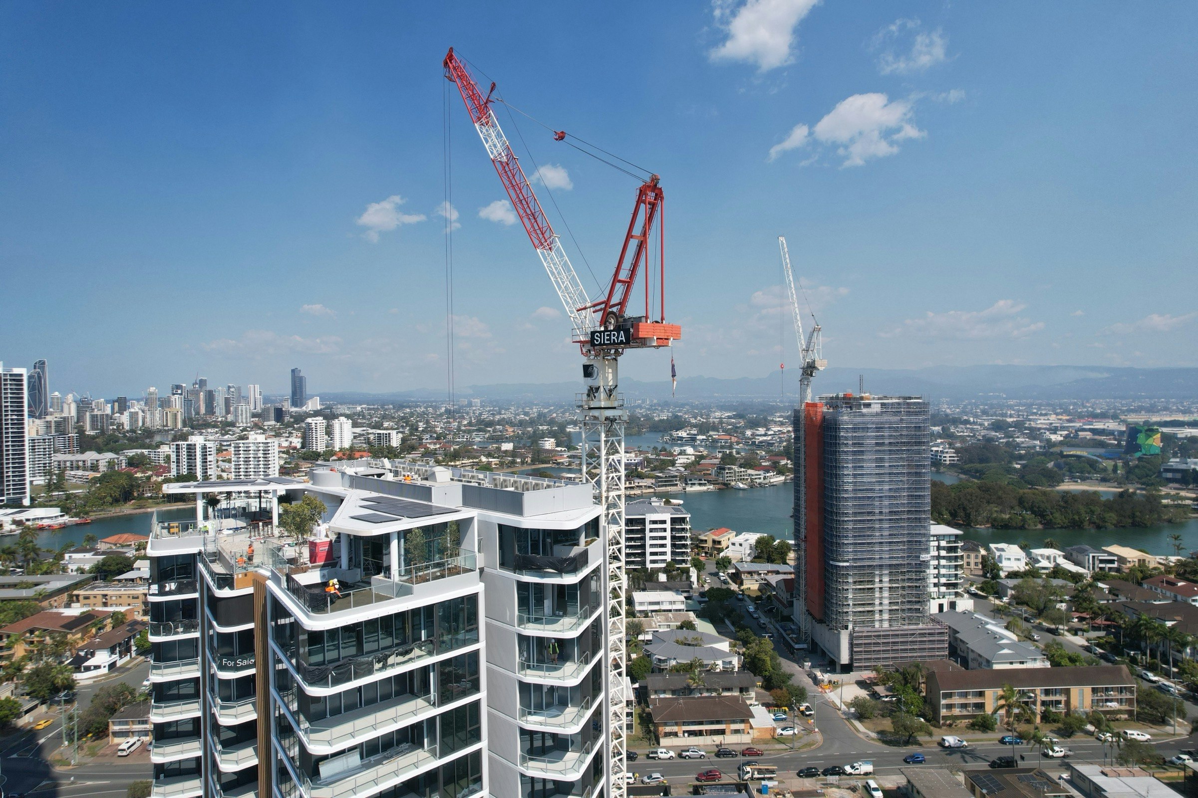 The tower crane coming down at Tapestry on Chevron Island, Surfers Paradise, in September 2026