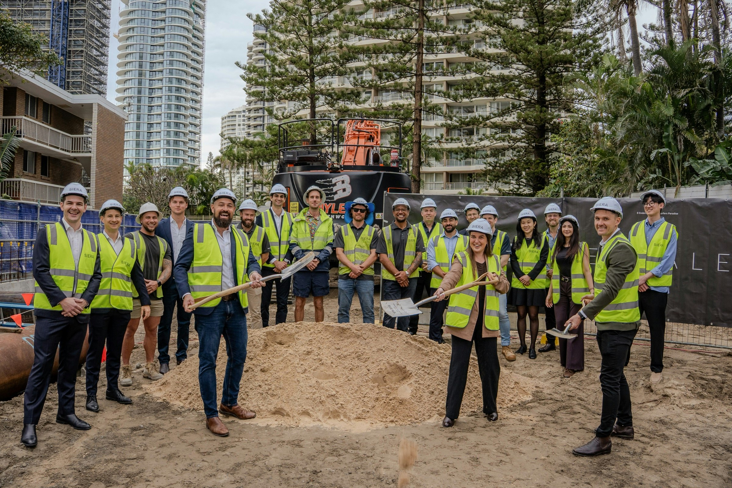 The SIERA team at the Exhale sod turning in Surfers Paradise
