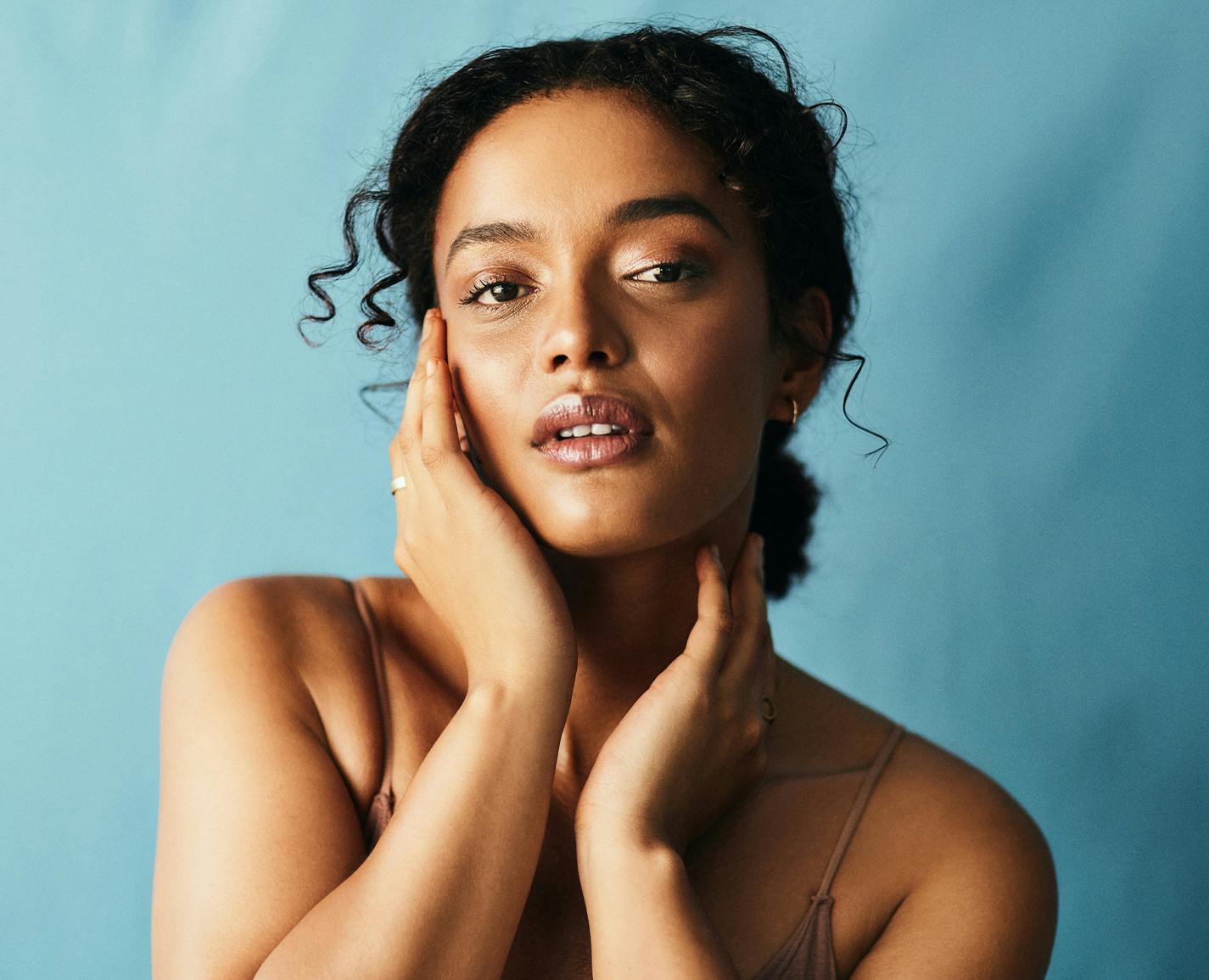 woman with brown curly hair