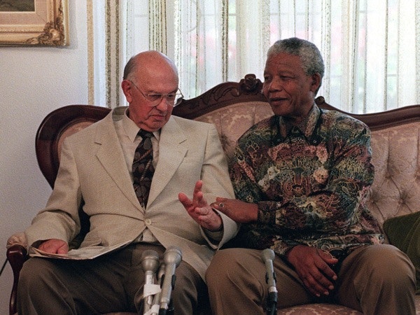 Historic meeting in July 1989 between Nelson Mandela and Pieter WIllem Botha