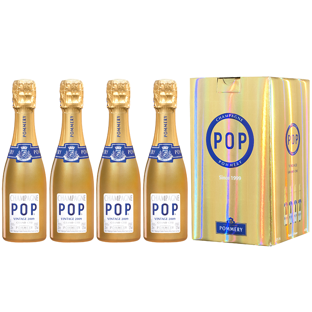 Quatre bouteilles de Pommery Gold pop 2009 20cl sous étui