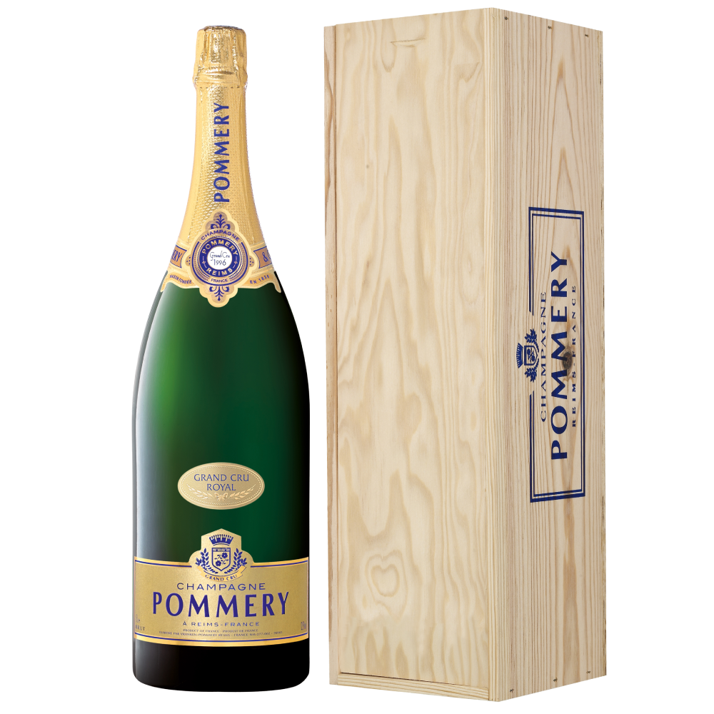 Jéroboam de Pommery Grand Cru Royal 1996 avec sa caisse bois