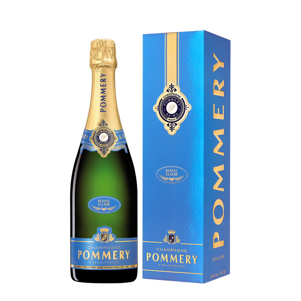 Une bouteille de Pommery Royal Elixir 75cl avec étui