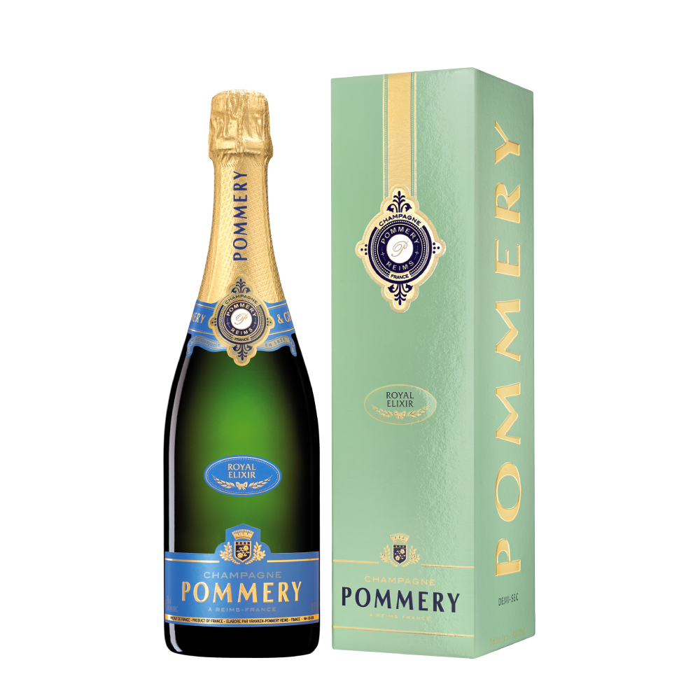 Une bouteille de Pommery Royal Elixir 75cl avec étui
