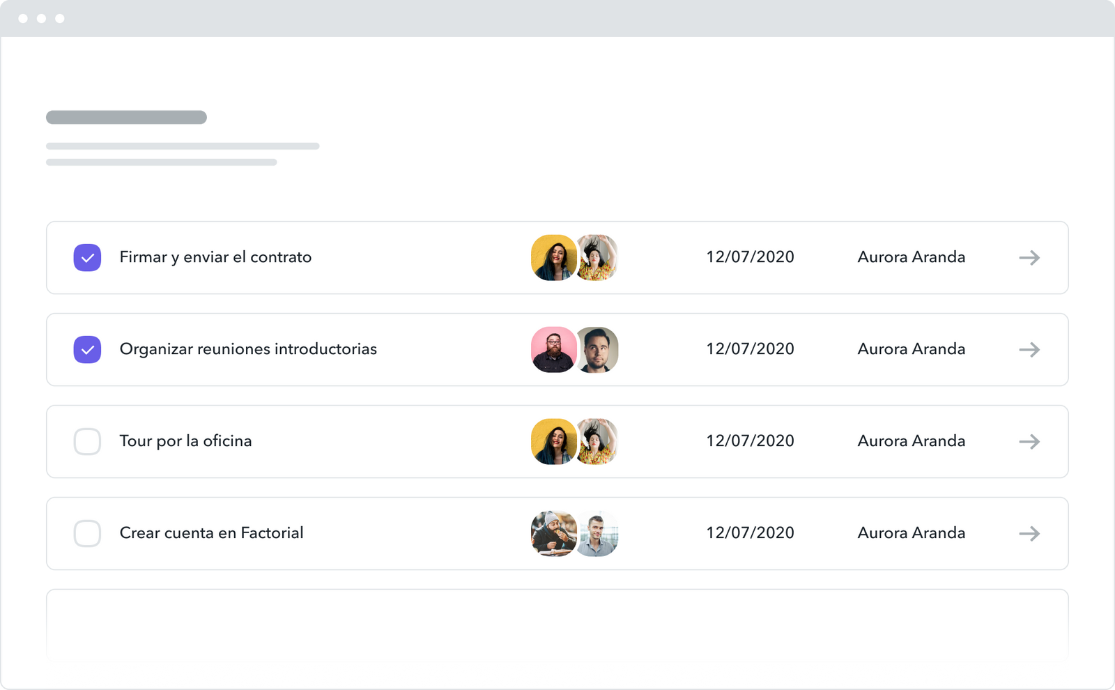 - onboarding empleados