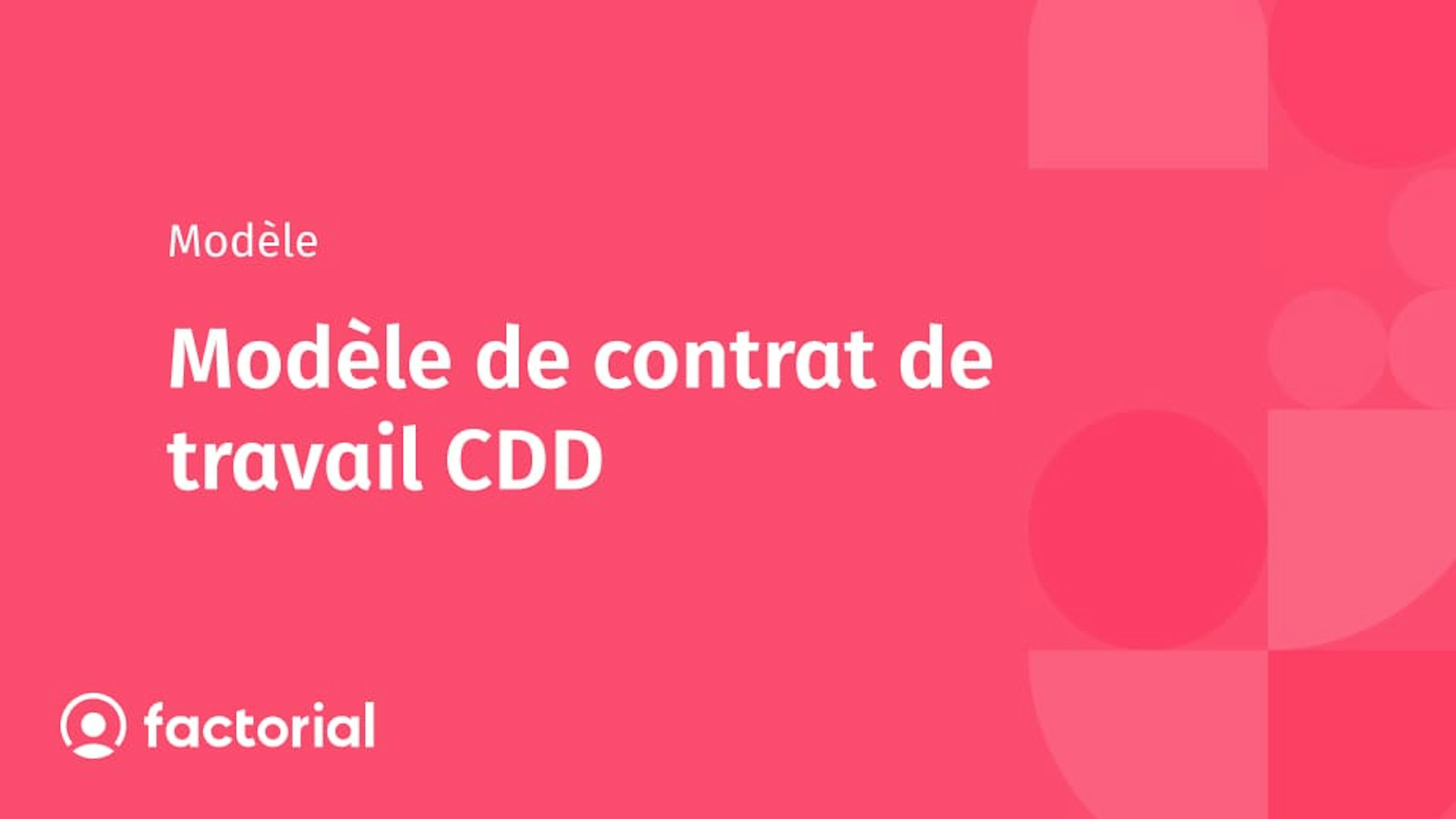 Modèle de contrat de travail CDD