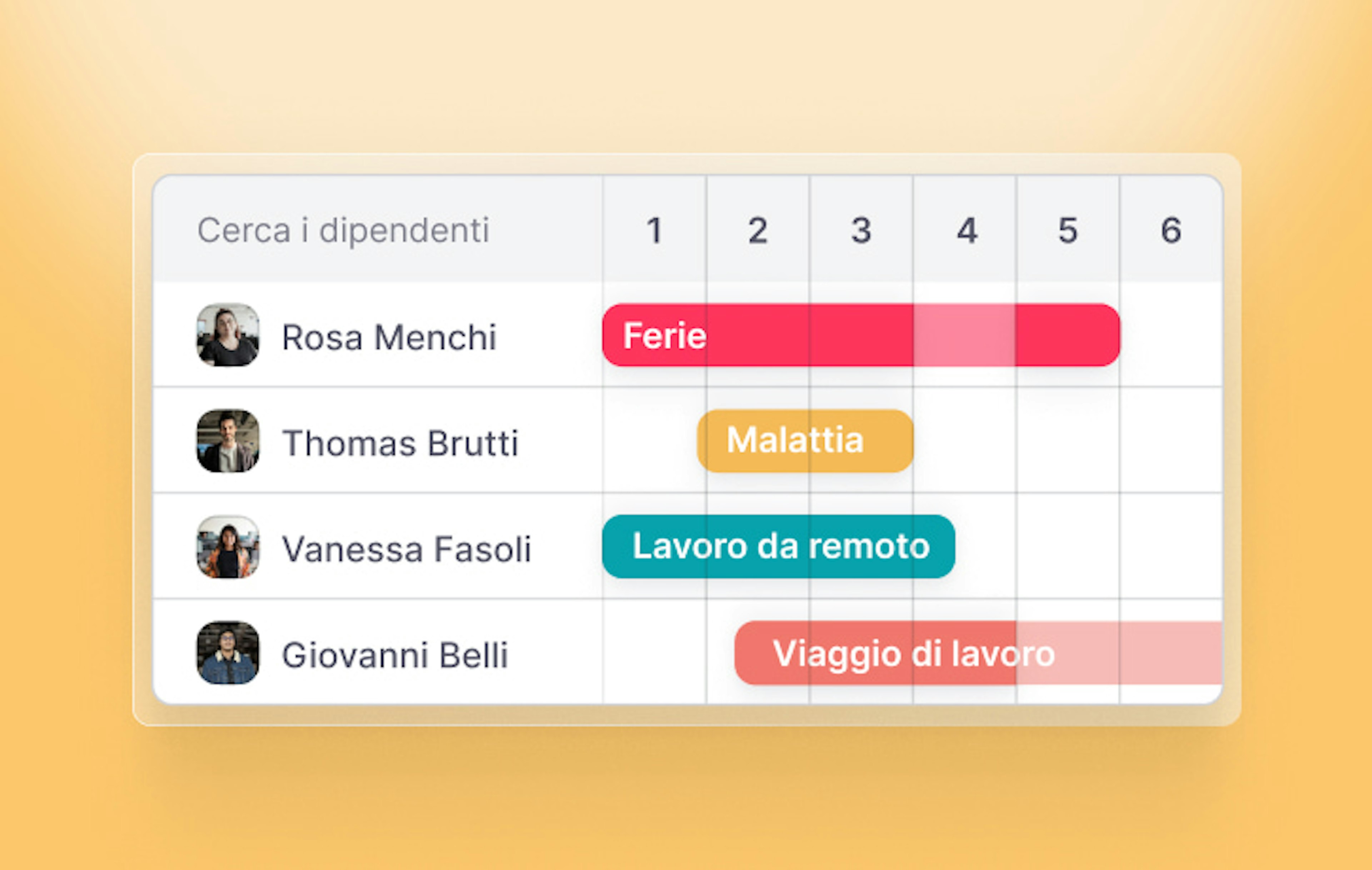 Tabella per la gestione delle assenze