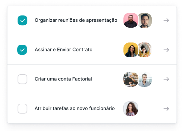 Crie uma lista de tarefas para onboarding e integração de novos funcionários