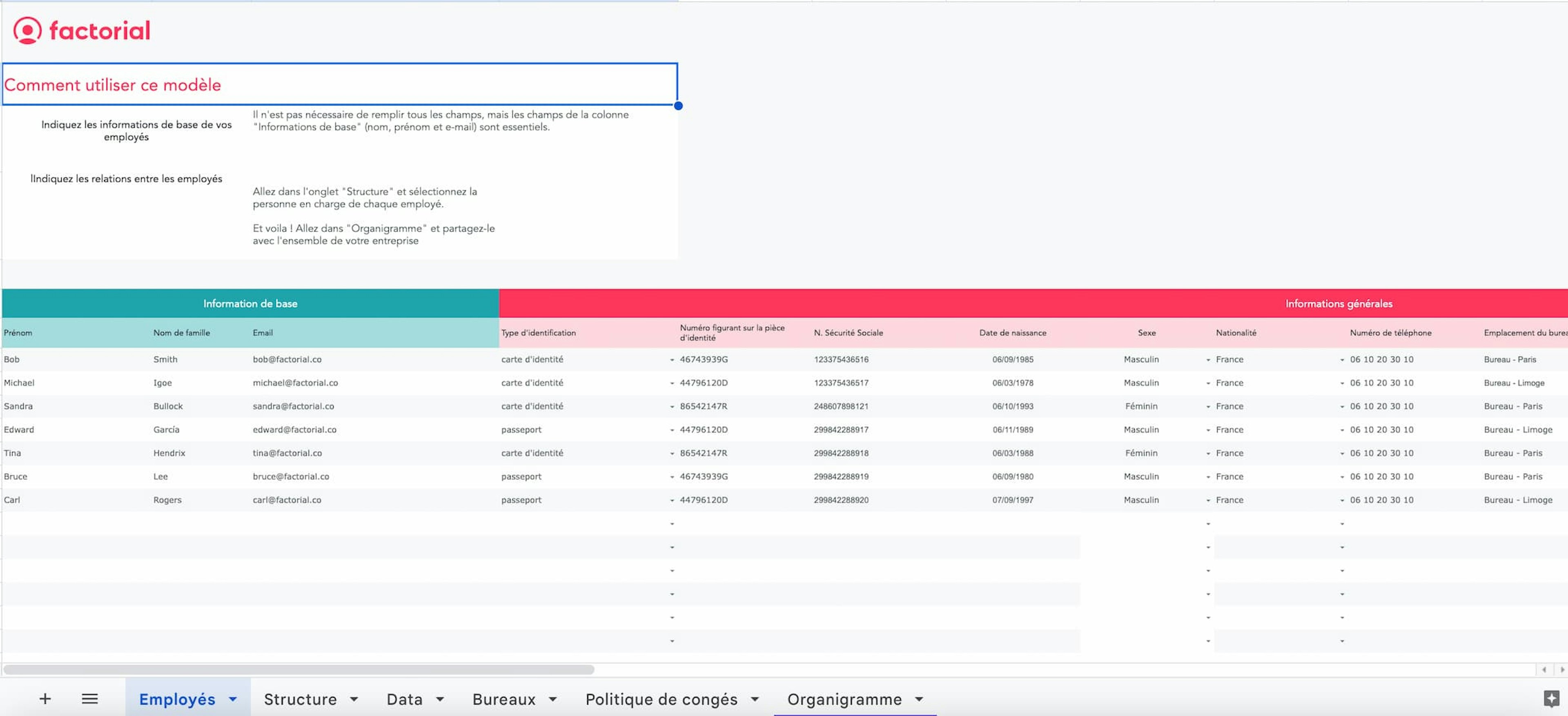 Apercu de notre modèle d'organigramme 2023