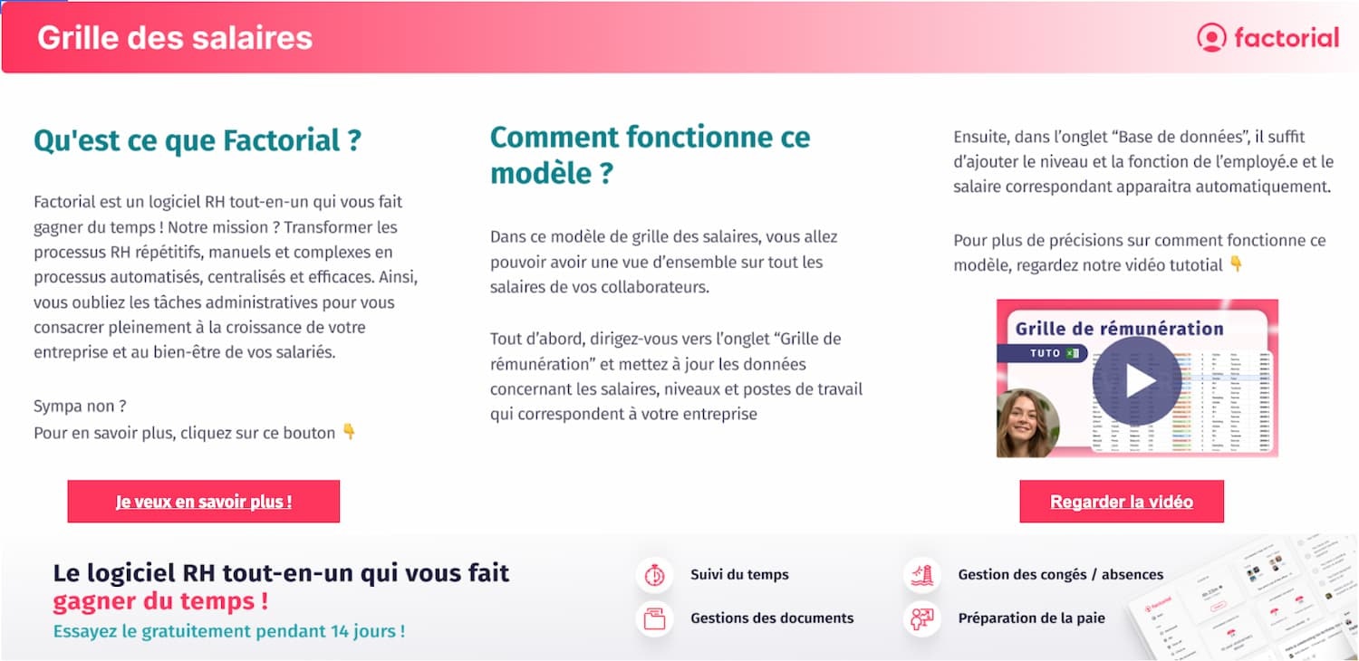 Modèle grille salariale 2023 Aperçu de la première page du modèle