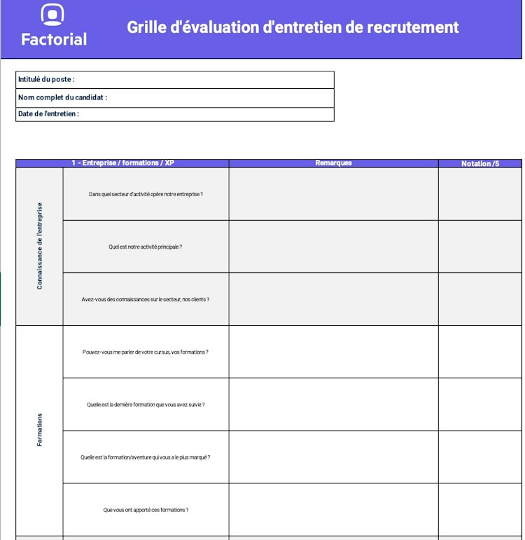 Modèle d'entretien de recrutement gratuit à télécharger