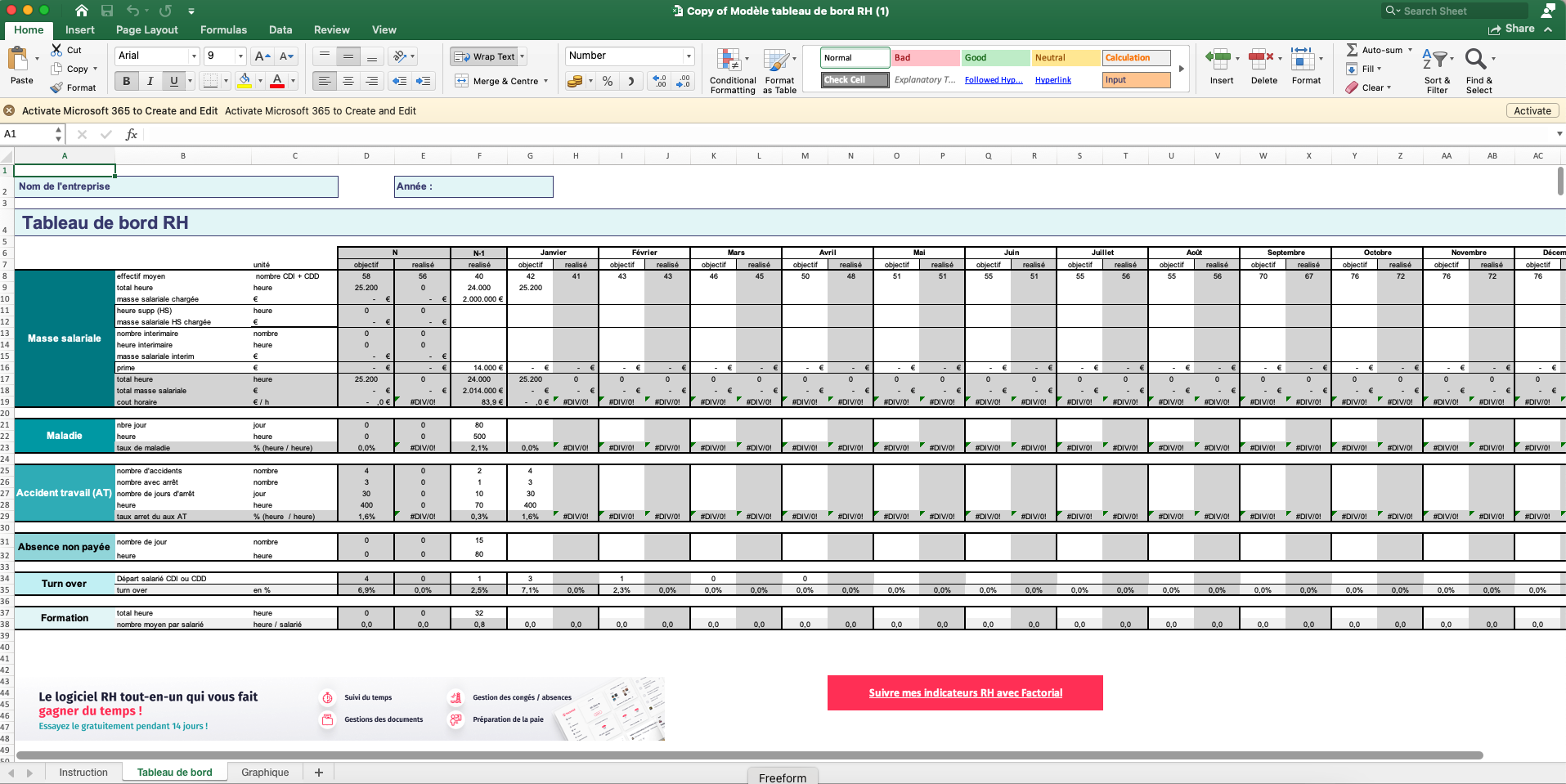 Modèle de tableau de bord RH à télécharger gratuitement