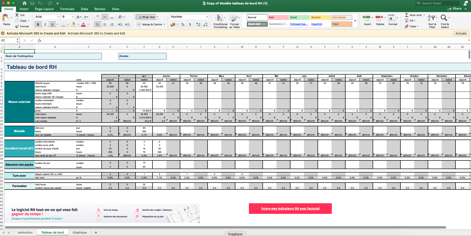 modèle de tableau de bord Excel