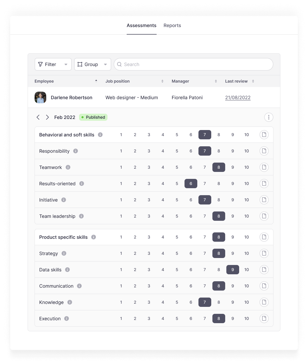 performance management platform Factorial's performance management platform showing how to conduct employee performance reviews.