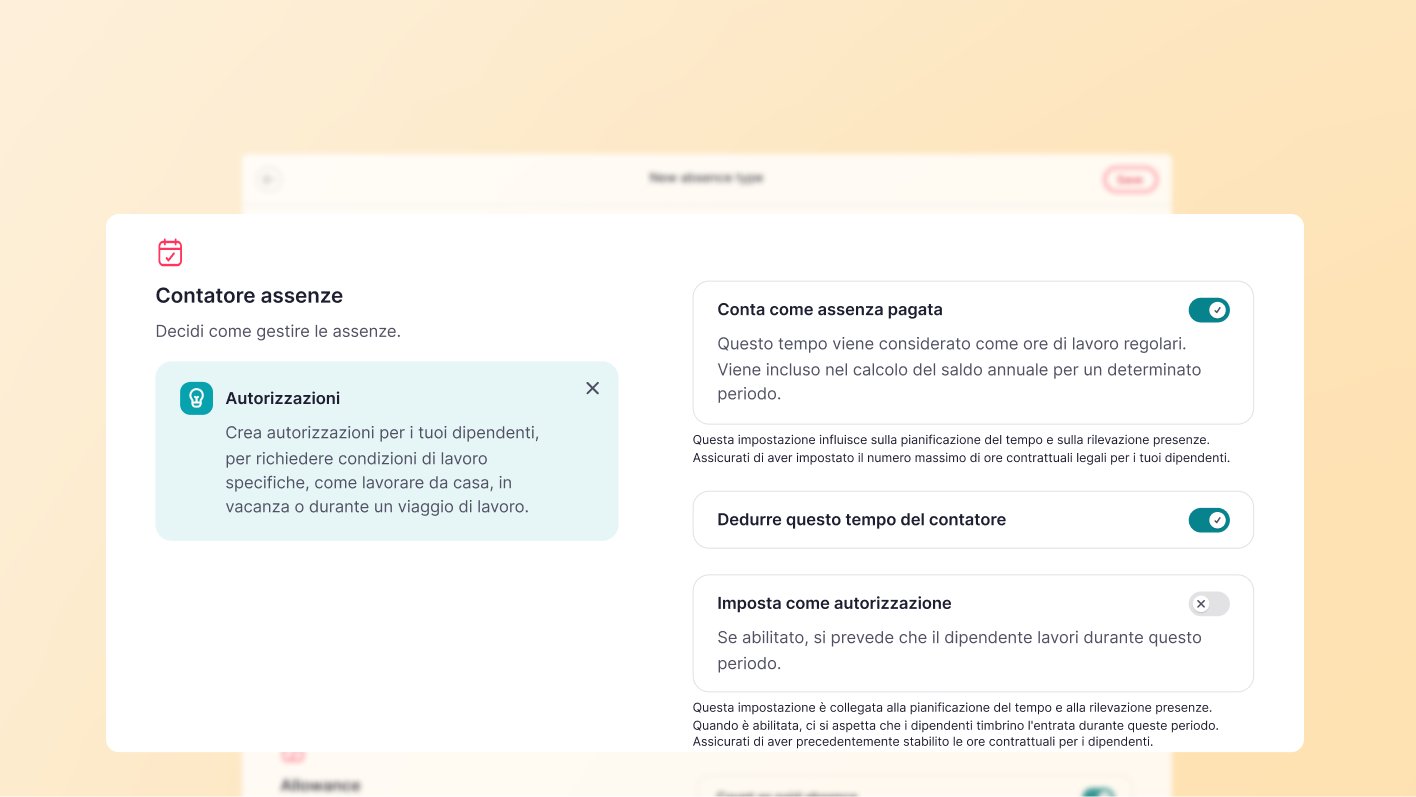 Assenze pagate nelle impostazioni delle assenze
