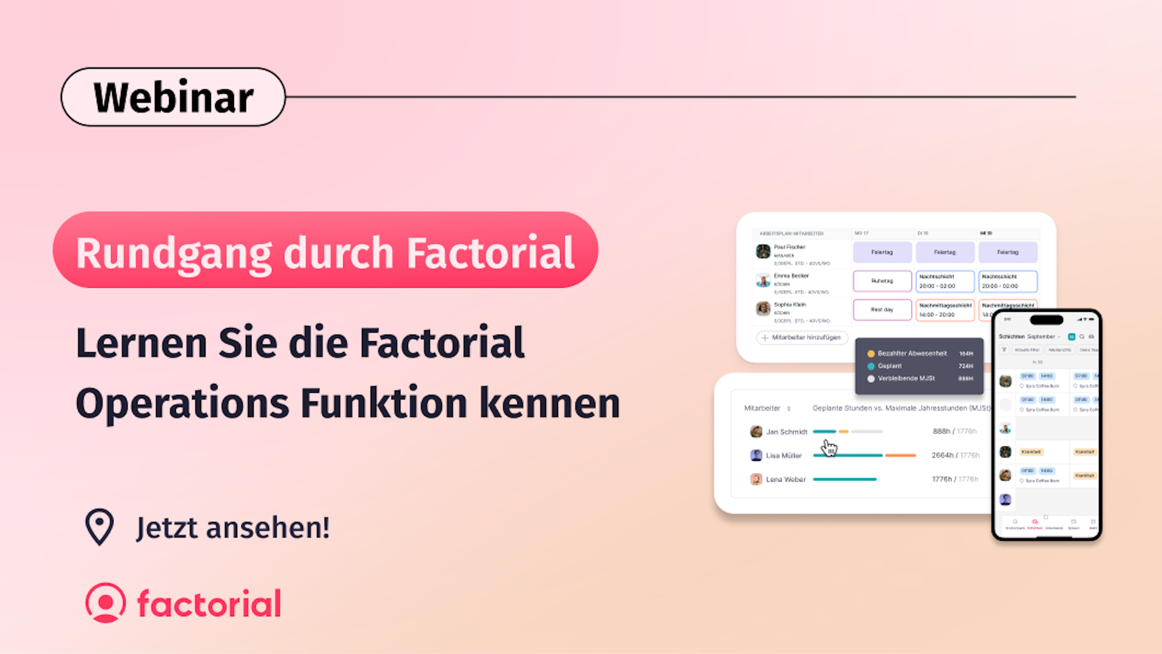 Produktwebinar  von Factorial zum Thema Operations