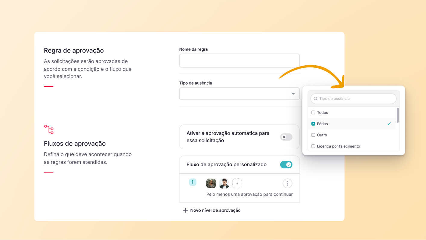 Regras inteligentes de aprovação de ausências