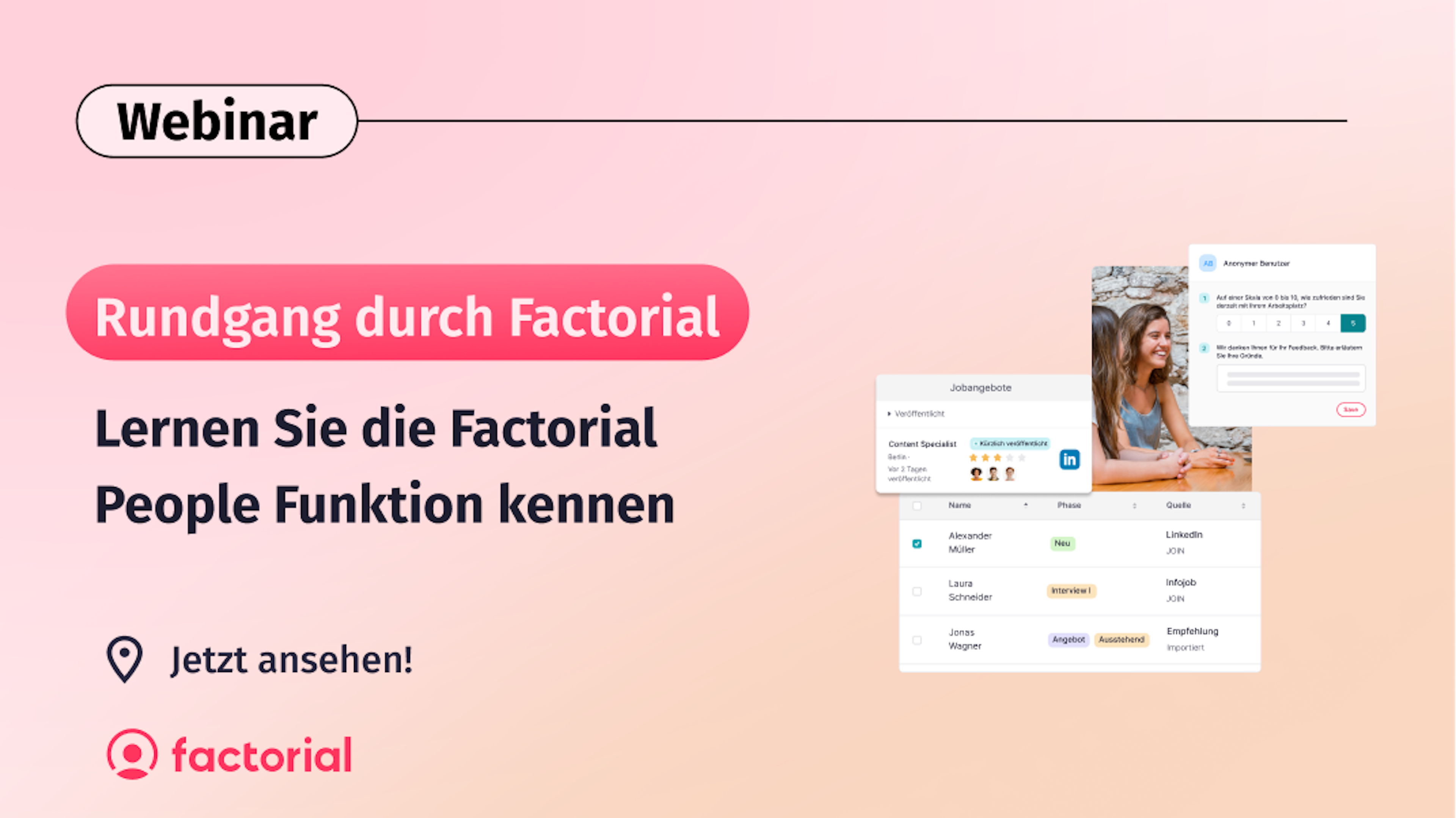 Produktwebinar von Factorial zur People Funktion