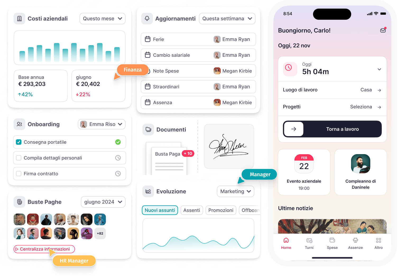 Portale del dipendente Immagine del portale del dipendente di Factorial