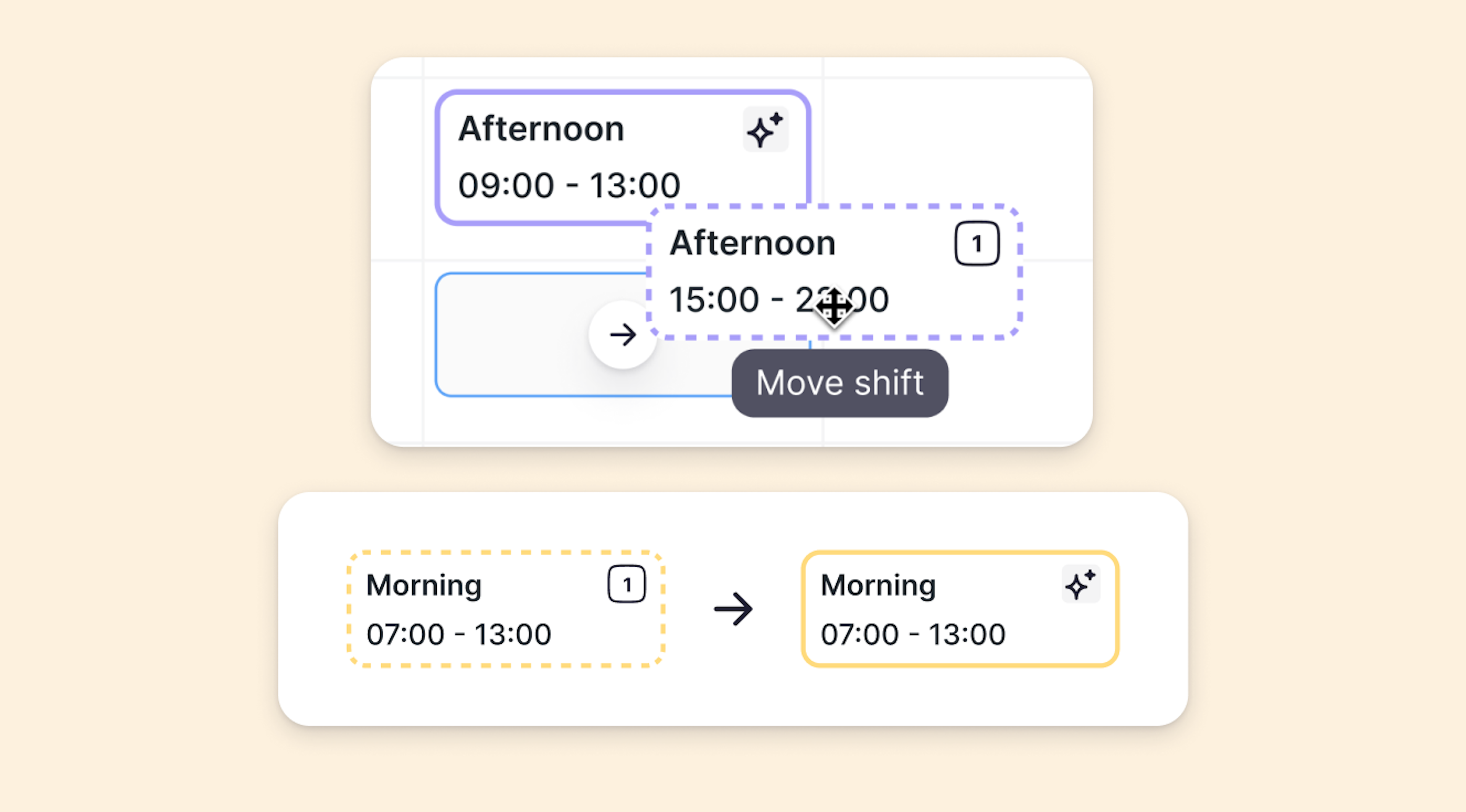 Shift management software with drag and drop features