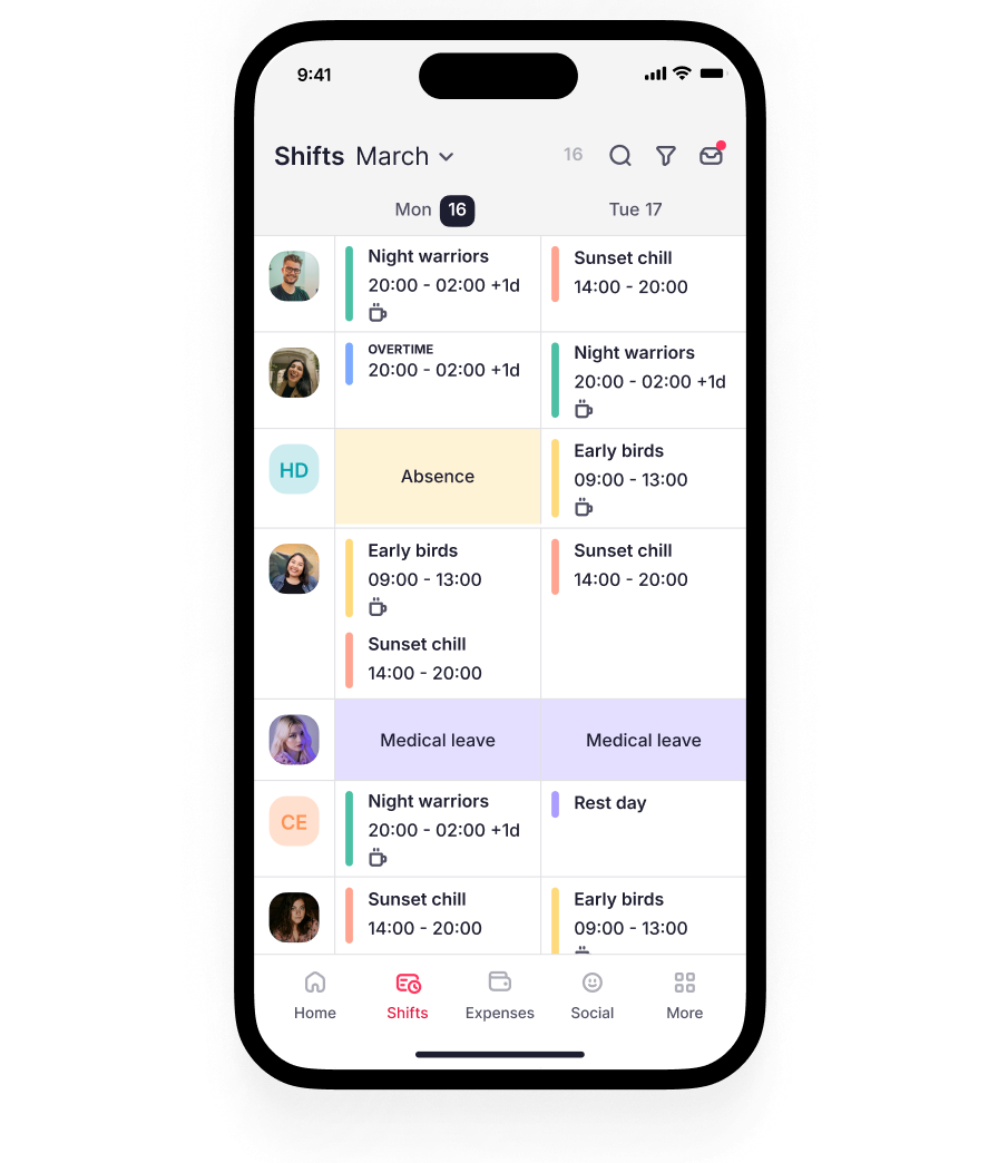 Easy-to-use shift management software Shift management tools for improving staff productivity