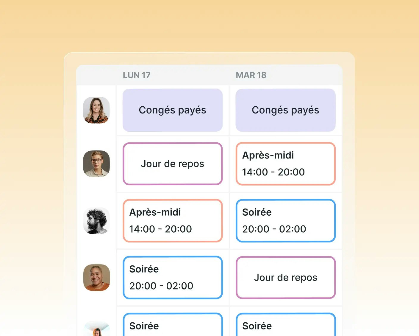 Gestion des plannings Gestion des plannings