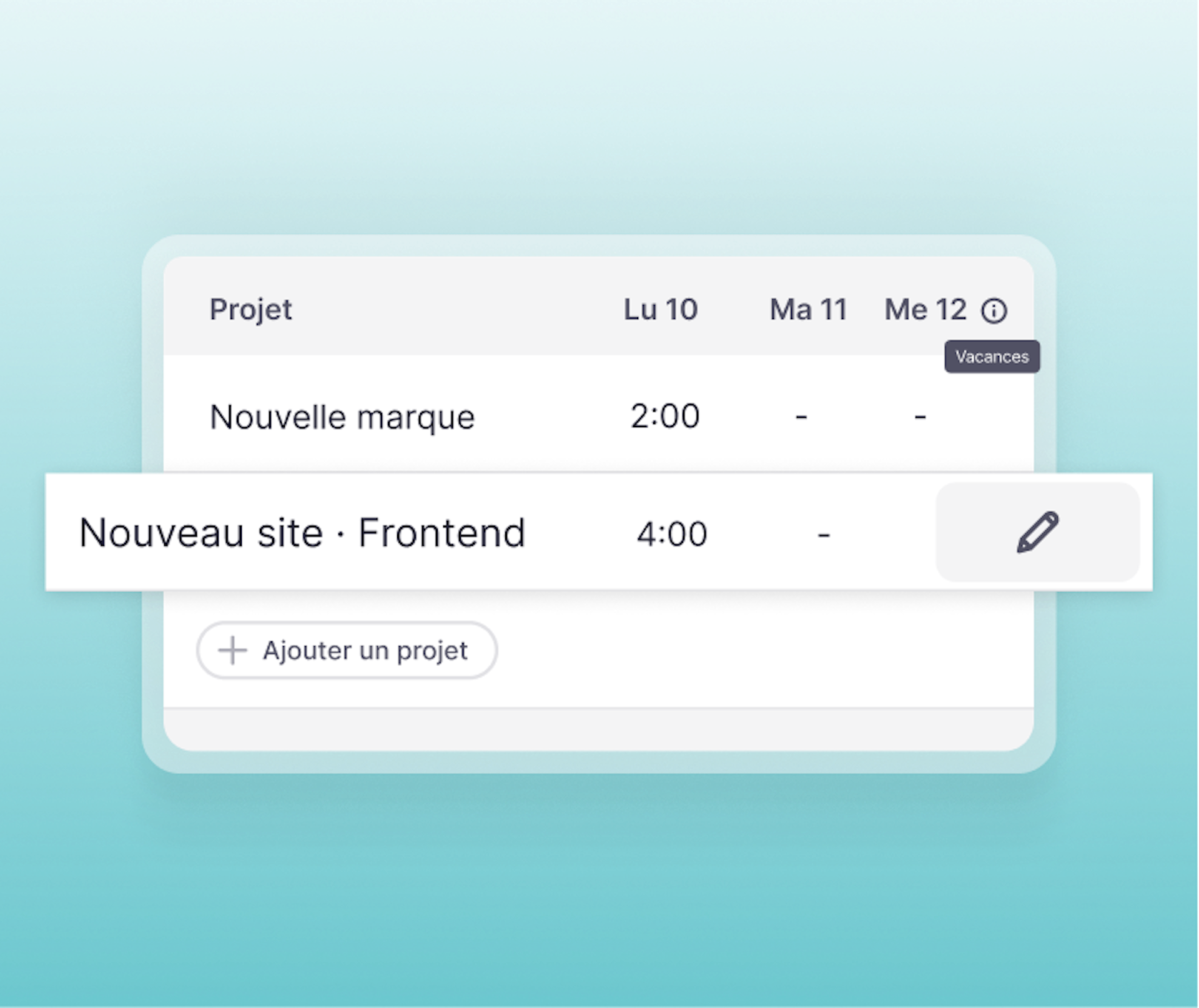 suivi du temps