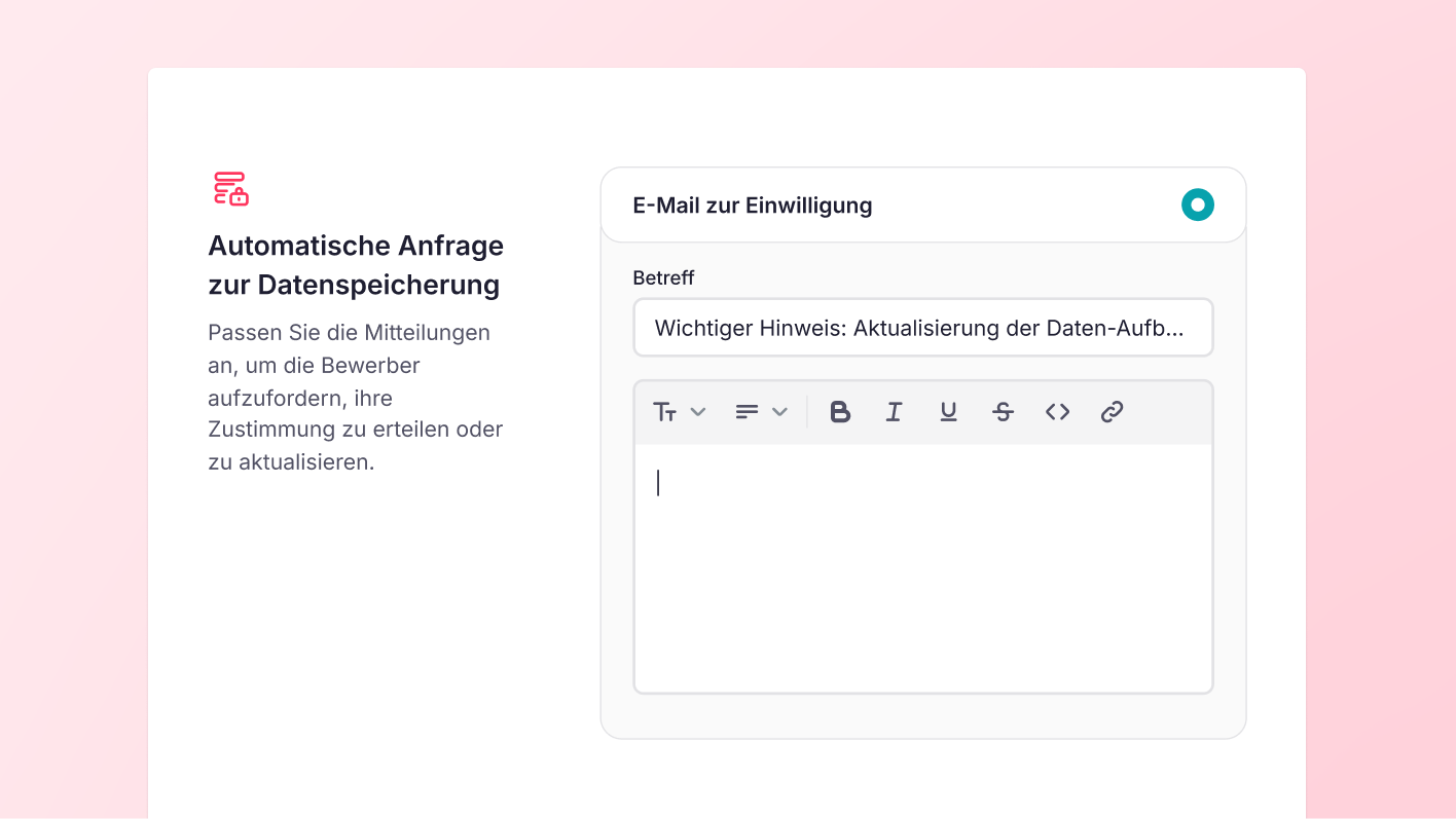DSGVO-Zustimmungserinnerung für Bewerbende