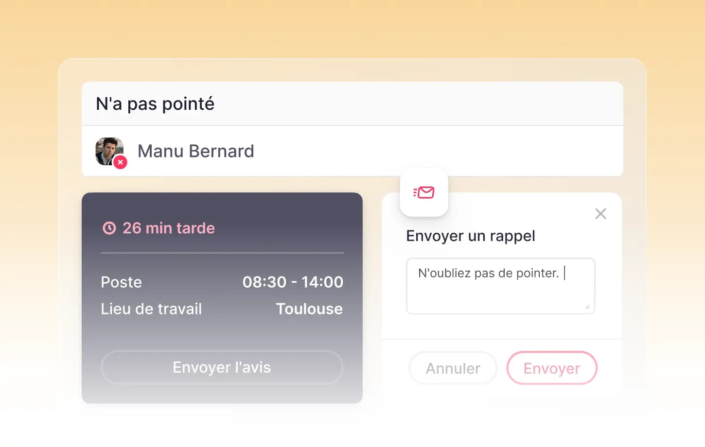 avis pointé rappel pointé