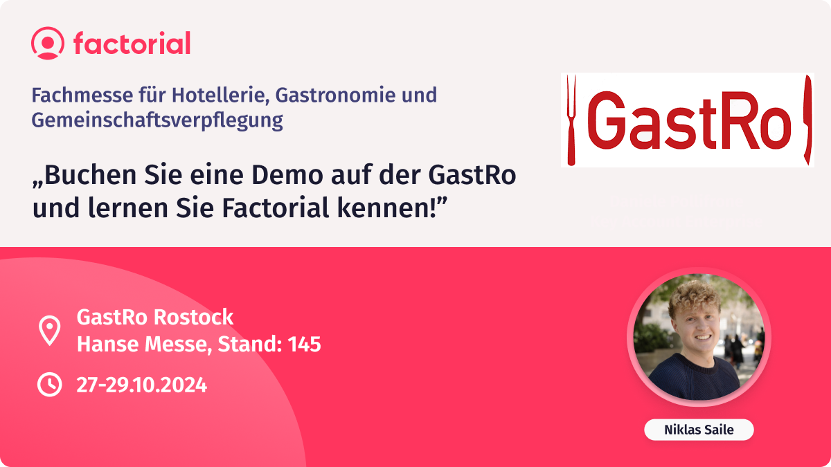 Buchen Sie eine Demo auf der Gastro Buchen Sie eine Demo mit Factorial auf der Gastro