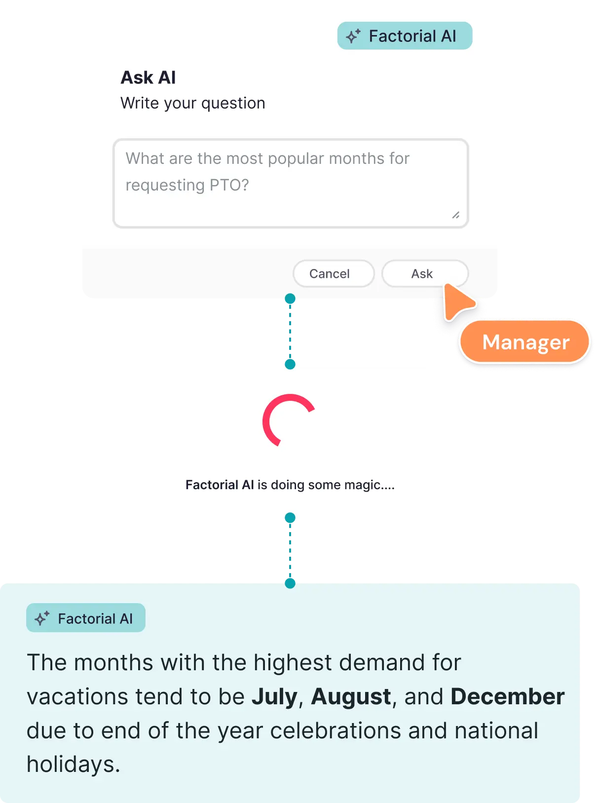Factorial AI Factorial AI widgets illustrating how to use this feature