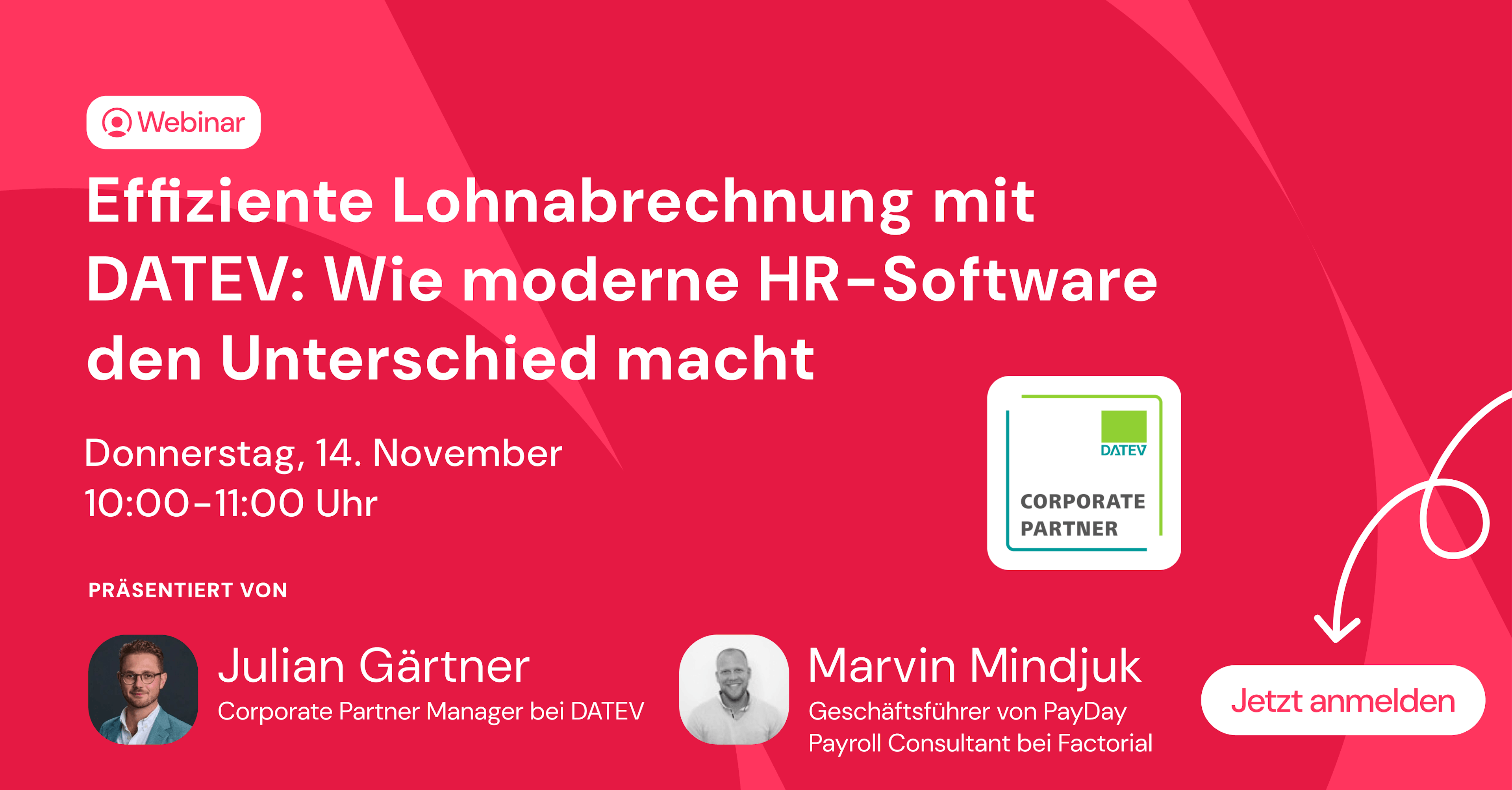Factorial führt am 14.11. ein Webinar mit Julian Gärtner durch zum Thema effiziente Lohnabrechnung
