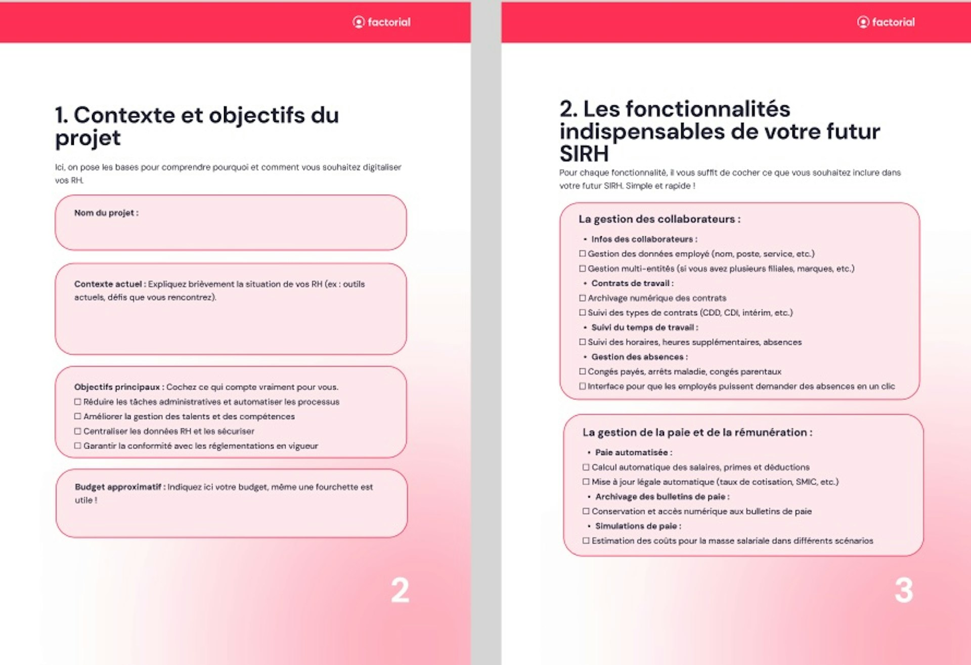 Cahier des charges SIRH