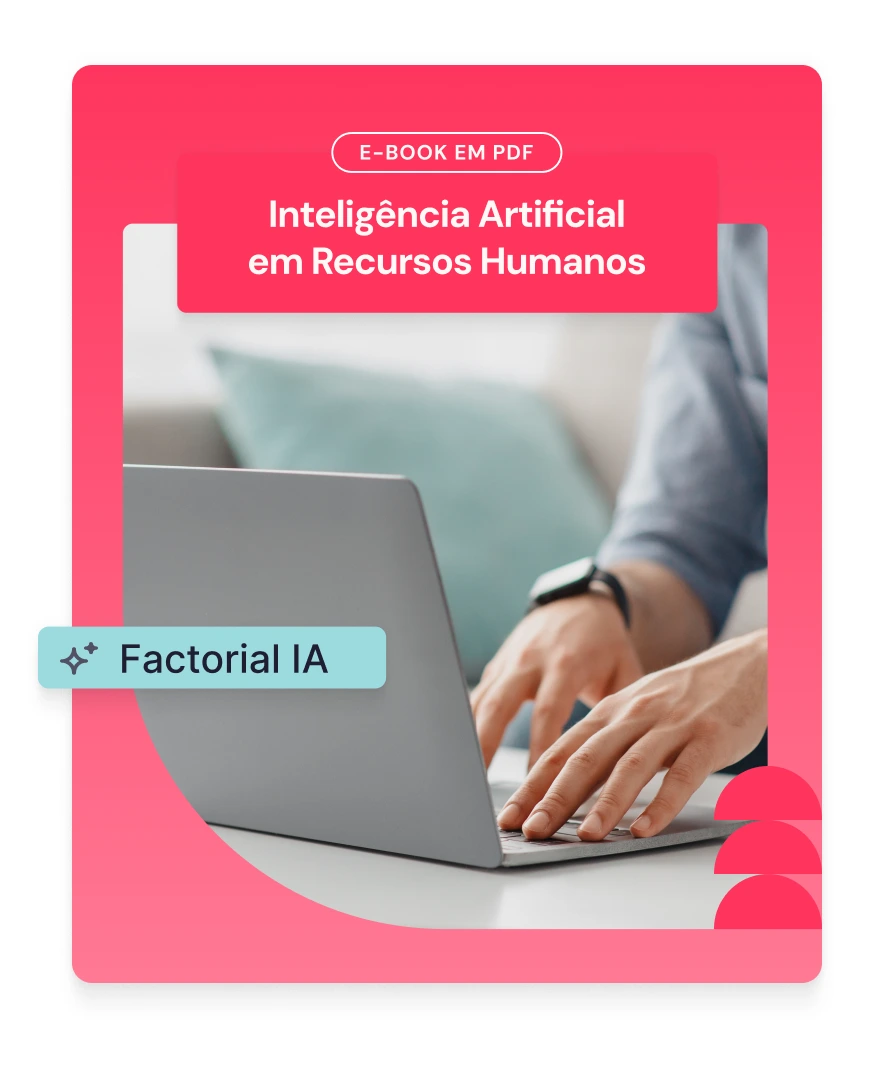 E-book Inteligência Artifficial no RH imagem ilustrativa mostra mãos masculinas digitando em um notebook prata em cima de uma mesa